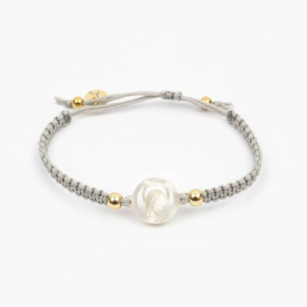 Pulsera Macramé Virgen Niña Gris