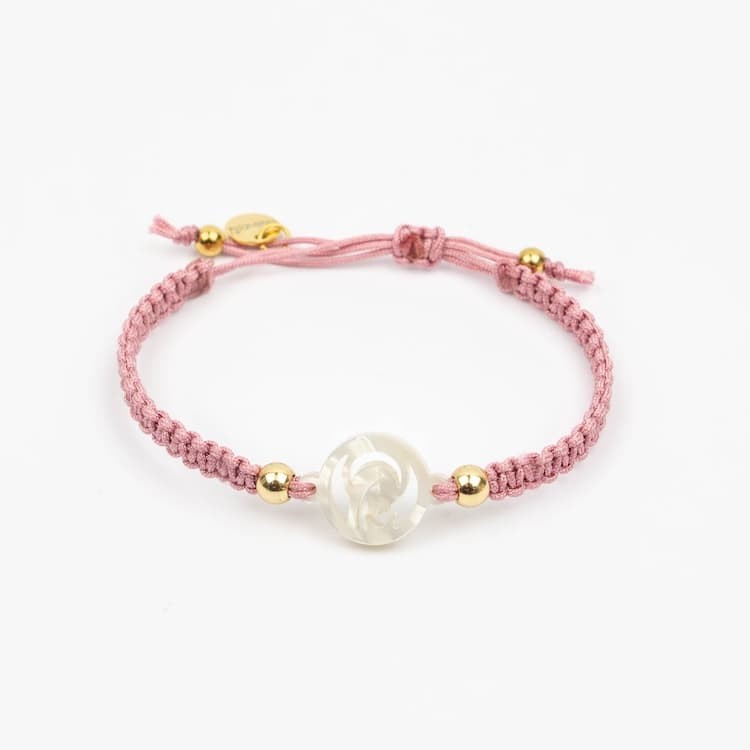 Pulsera Macramé Virgen Niña Rosa Pulsera Macramé Virgen Niña Rosa