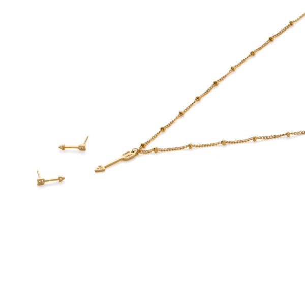 set colgante y pendiente flecha dorado