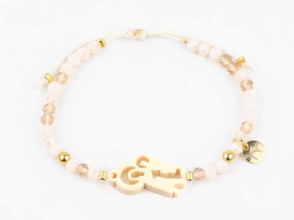 Pulsera Cristalitos Virgen del Carmen Beige