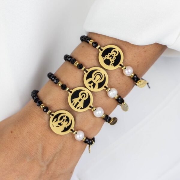 virgen maria pulsera medalla negro 2