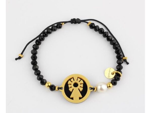 virgen maria pulsera medalla negro