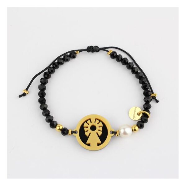 virgen maria pulsera medalla negro