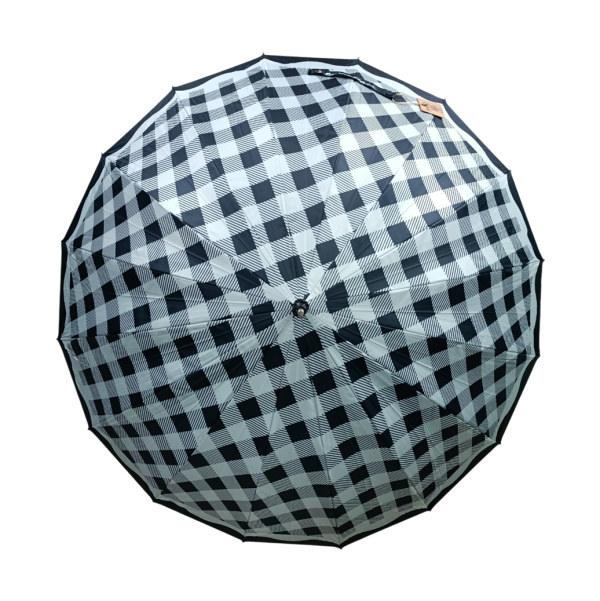 paraguas bastón gingham negro